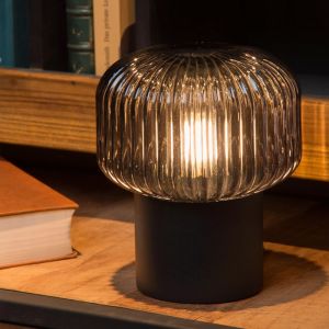 Szara lampa stołowa retro, Jany, z przełącznik