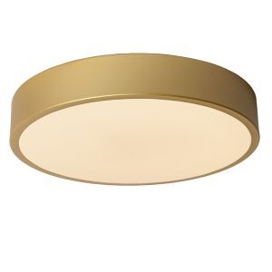 Złoty plafon sufitowy nowoczesny, Unar, 18W, 2700K LED, ściemniana w 3 krokach