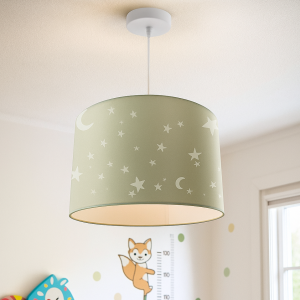 Tkanina lampa wisząca dla dzieci zielona, Stars