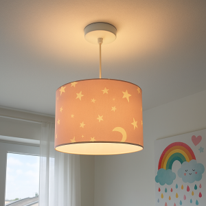 Tkanina lampa wisząca dla dzieci różowa, Stars