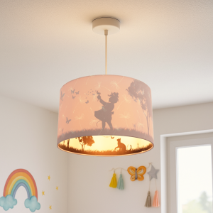 Tkanina lampa wisząca dla dzieci różowa, Butterfly