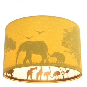 Tkanina lampa sufitowa dla dzieci żółta, Safari