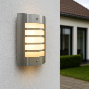 Nowoczesna lampa zewnętrzna srebrna, Manuel, IP44