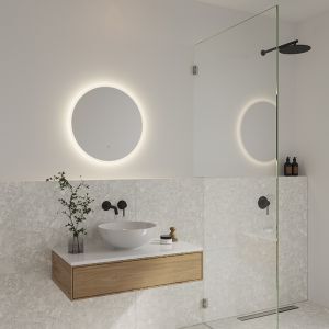 Szary lustro z oświetleniem nowoczesny, Dovina, 20W, 4000K LED, IP44, z przełącznik
