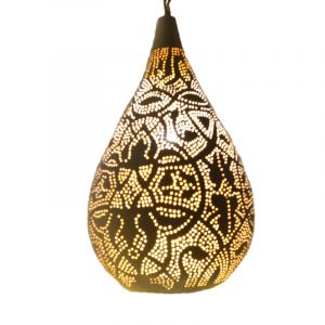 Filigranowa orientalna lampa wisząca biała, Zina