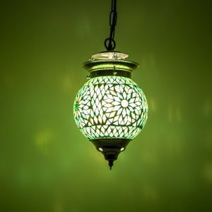 Mozaikowa orientalna lampa wisząca zielona, Nisrin