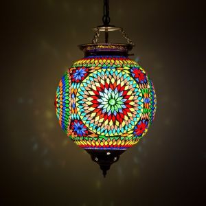 Mozaikowa orientalna lampa wisząca wielokolorowa, Aziza