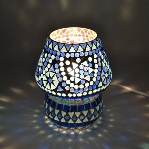 Mozaikowa orientalna lampa stołowa niebieska, Rachel