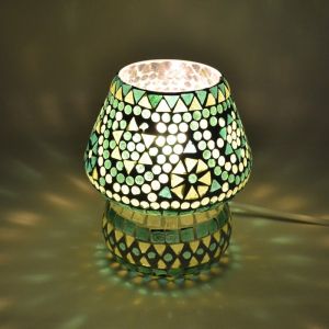 Mozaikowa orientalna lampa stołowa zielona, Rachel