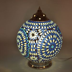 Mozaikowa orientalna lampa stołowa niebieska, Dalil