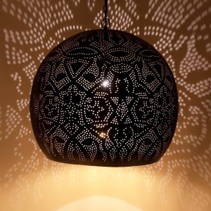 Filigranowa orientalna lampa wisząca czarna, Alyssa