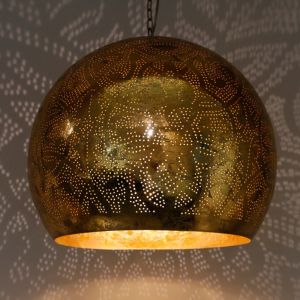 Filigranowa orientalna lampa wisząca złota, Alyssa