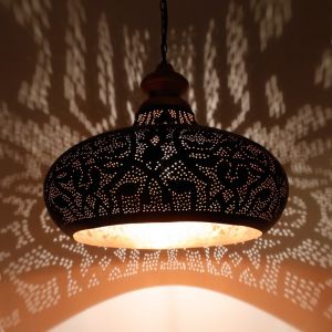 Filigranowa orientalna lampa wisząca czarna, Zina