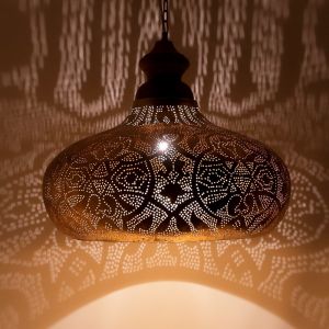 Filigranowa orientalna lampa wisząca złota, Zina