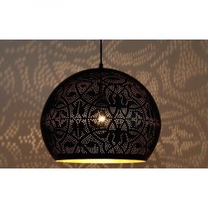 Filigranowa orientalna lampa wisząca czarna, Kenza