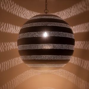 Filigranowa orientalna lampa wisząca biała, Nimra