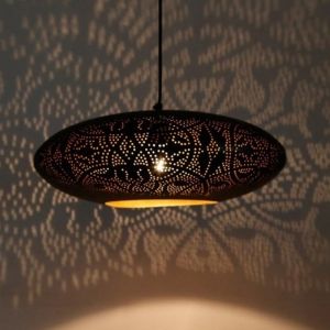 Filigranowa orientalna lampa wisząca czarna, Zina