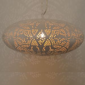 Filigranowa orientalna lampa wisząca biała, Zina