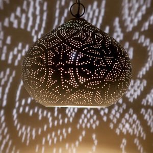 Metalowa orientalna lampa wisząca biała, Noah