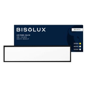 Czarny panel LED 30x120 - 100 lm/W - UGR<19 - biały regulowany - podświetlany
