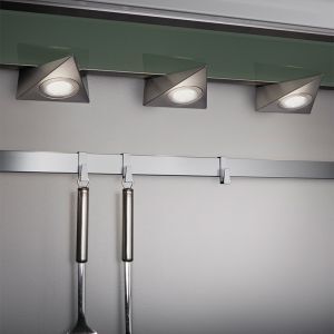 Niklowy oświetlenie szafek kuchennych metalowy, Zerdali, 3W, 3000K LED, z przełącznik