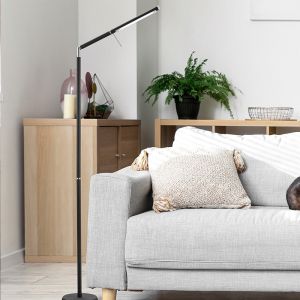 Czarna lampa stojąca nowoczesna, Rebel, 6W, 3000K LED, z dotykowy ściemniacz