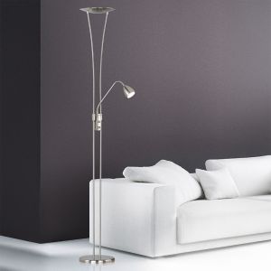 Niklowa lampa stojąca klasyczna, Stijn, 20W, 3000K LED, z przełącznik