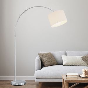 Niklowa lampa stojąca metalowa, Ledbury, z przełącznik