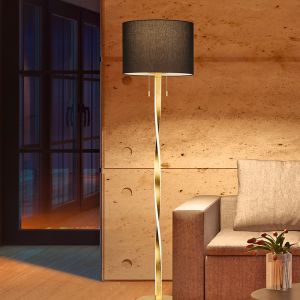 Złota lampa stojąca nowoczesna, Ramten, 7W, 3000K LED, z przełącznik pociągowy
