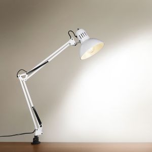 Biała lampa biurkowa metalowa, Kinshasa, z przełącznik