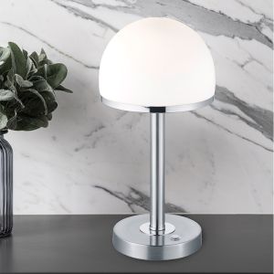 Niklowa lampa stołowa nowoczesna, Willem, 4W, 3000K LED, z przełącznik