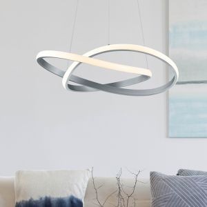 Niklowa lampa wisząca nowoczesna, Aby, 27W, 3000K LED