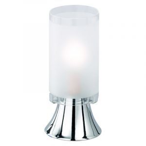 Chromowana lampa stołowa szklana, Leanne, z przełącznik