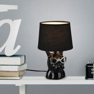 Ceramiczna lampa stołowa dla dzieci czarna, Magda, z przełącznik