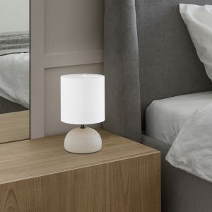 Ceramiczna lampa stołowa biała, Yeraz, z przełącznik