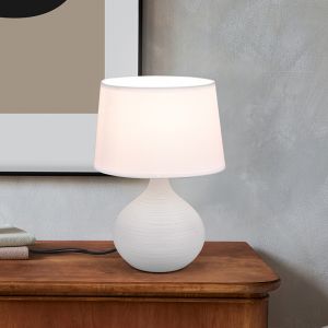Ceramiczna lampa stołowa biała, Yesha, z przełącznik