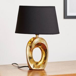 Ceramiczna lampa stołowa złota, Moldrup, z przełącznik