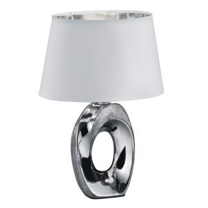 Ceramiczna lampa stołowa srebrna, Moldrup, z przełącznik