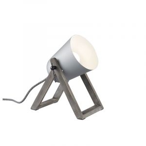 Drewniana lampa stołowa szara, Sacha, z przełącznik