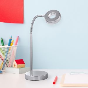 Chromowana lampa biurkowa nowoczesna, Daley, 4W, 3000K LED, z przełącznik