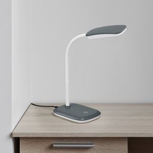 Szara lampa biurkowa nowoczesna, Charlot, 3,5W, 3000K LED, z przełącznik