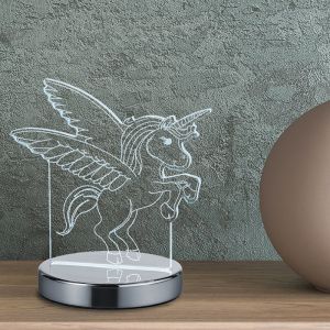 Chromowana lampa stołowa dla dzieci design, Berivan, 7W, regulowana ciepła do zimnej bieli LED, z przełącznik