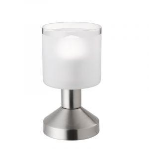 Niklowa lampa stołowa nowoczesna, Vilou, z przełącznik