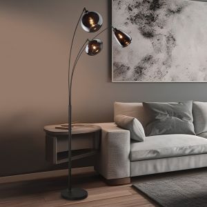 Czarna lampa stojąca łukowa nowoczesna, Ervin