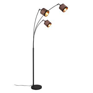 Ciemnoszara lampa stojąca łukowa nowoczesna, Denley, z przełącznik