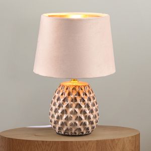 Ceramiczna lampa stołowa beżowa, Anderson, z przełącznik