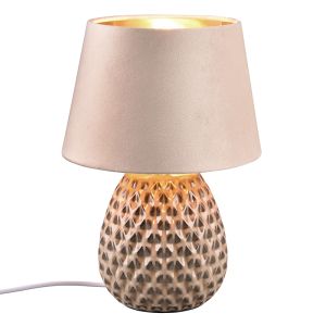 Ceramiczna lampa stołowa beżowa, Anderson, z przełącznik