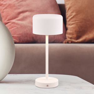 Biała lampa stołowa nowoczesna, Dustin, 1,5W, 3000K LED, z dotykowy ściemniacz