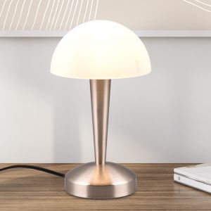 Niklowa lampa stołowa nowoczesna, Delila, z dotykowy ściemniacz