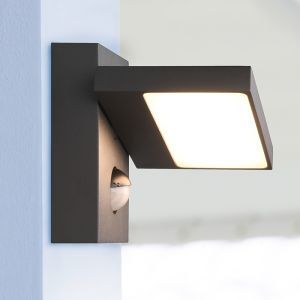 Antracytowy kinkiet zewnętrzny z czujnikiem ruchu nowoczesny, Tabita, 8W, 3000K LED, IP54